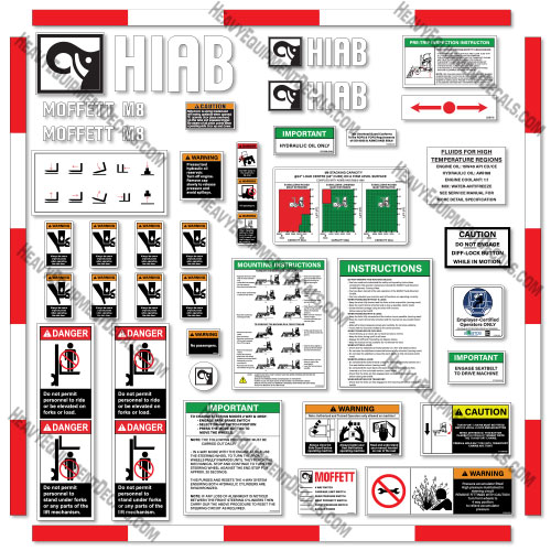 Hiab Moffett M8 Decal Kit Forklift - Aftermarket Kit  piggy, back
