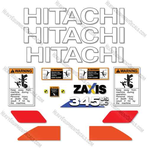 Fits Hitachi ZX345 USLC - 6 Decal Kit Excavator 170, 170w, decal kit, hitachi, z axis, zaxis, zx170, zx170w, zx170w-6