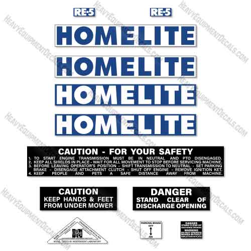 Fits Homelite RE-5 Decal Kit Riding Mower  8, decal kit, t, t-8