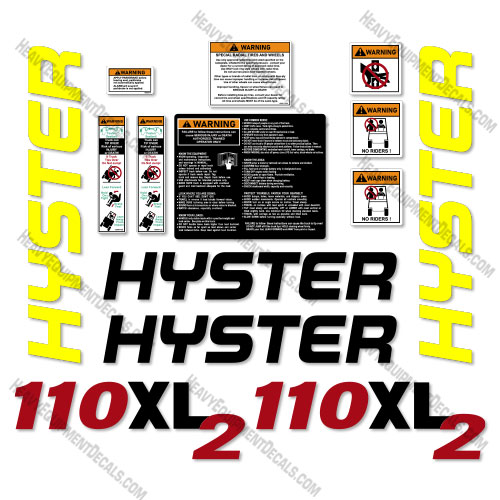 Fits Hyster 110XL2 Decal Kit Forklift 110, decal kit, xl, xl2, 110xl2