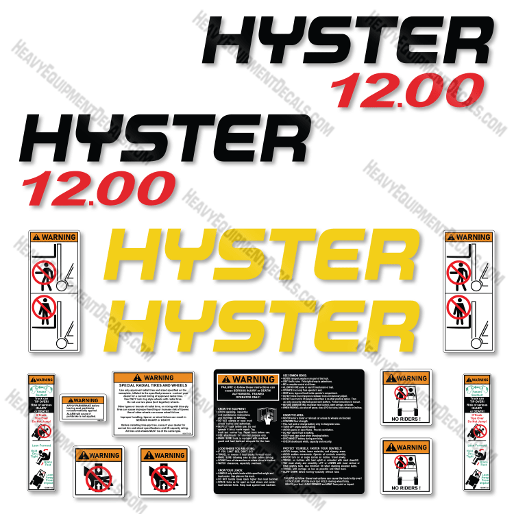Fits Hyster 12.00 Decal Kit Forklift (12XM) decal kit