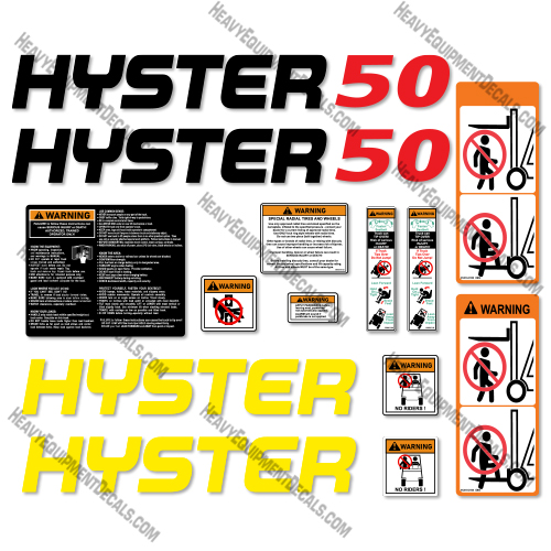 Hyster 50 With Warnings Decal Kit Forklift -Aftermarket Kit 30, j30, decal kit, xnt