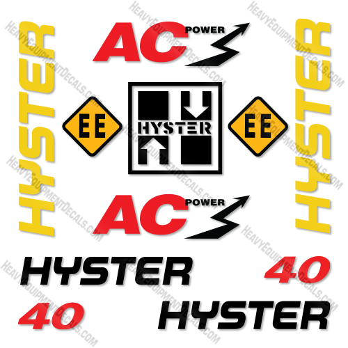 Hyster E40HSD Decal Kit Forklift -Aftermarket Kit   decals, decal kit, hyster