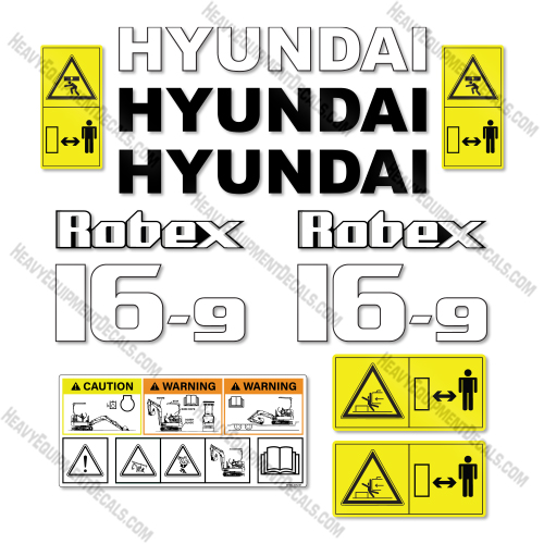 Hyundai 16-9 Decal Kit Mini Excavator - Aftermarket Kit 
