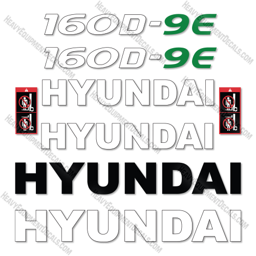 Hyundai 160D-9E Decal Kit Forklift - Aftermarket Kit 