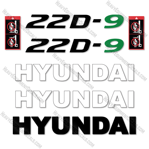 Hyundai 22D-9 Decal Kit Forklift - Aftermarket Kit   35, 35d, 35d-9, 35l, decal kit