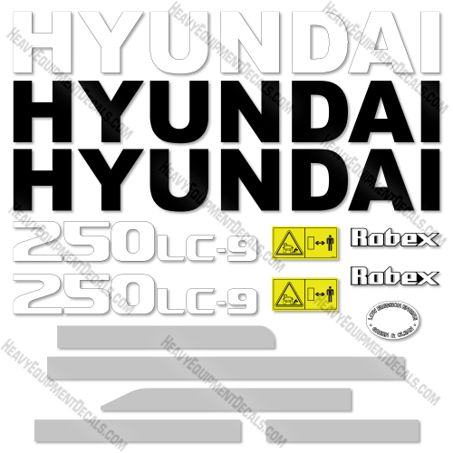 Fits Hyundai 250LC-9 Decal Kit Crawler Excavator decal kit