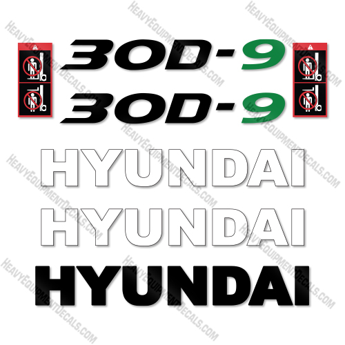 Hyundai 30D-9 Decal Kit Forklift - Aftermarket Kit  
