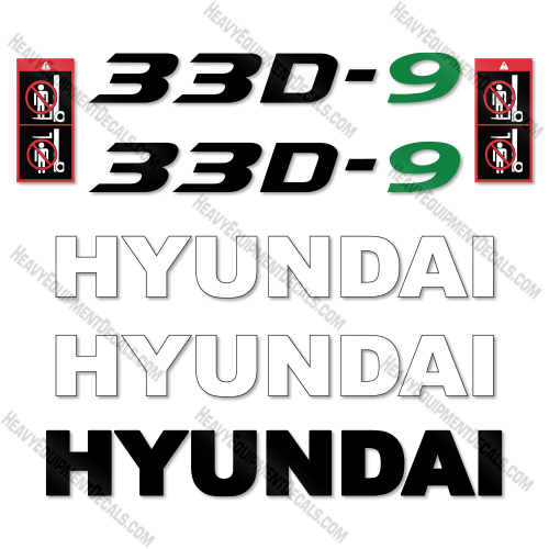 Hyundai 33D-9 Decal Kit Forklift - Aftermarket Kit  35, 35d, 35d-9, 35l, decal kit