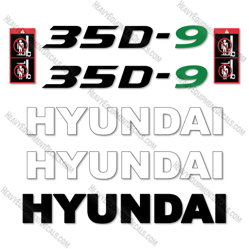 Hyundai 35D-9 Decal Kit Forklift - Aftermarket Kit 35, 35d, 35d-9, 35l, decal kit