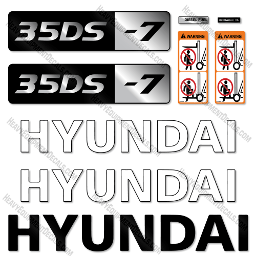 Hyundai 35DS-7 Decal Kit Forklift 35, 35ds, 7, fork lift, decals