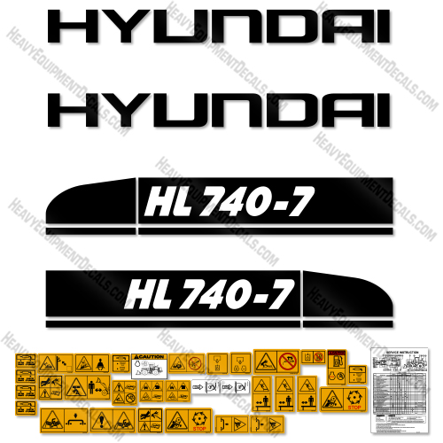 Fits Hyundai HL740-7 Decal Kit Wheel Loader 740, decal kit, hl-740