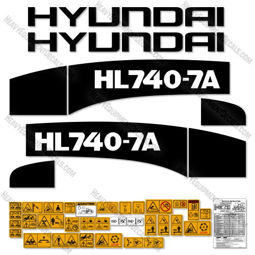 Fits Hyundai HL740-7A Decal Kit Wheel Loader decal kit