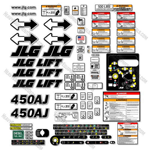 Fits JLG 450AJ Decal Kit Boom Lift 450, 450aj, decal kit, power