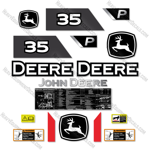 John Deere 35P Decal Kit Mini Excavator - Aftermarket Kit  decal kit, deere, john deere