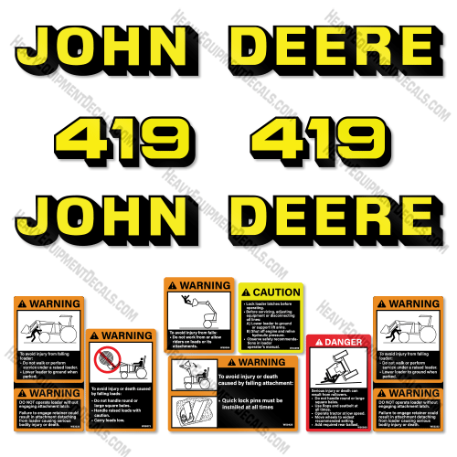 Fits John Deere 419 Decal Kit Loader Attachment decal kit