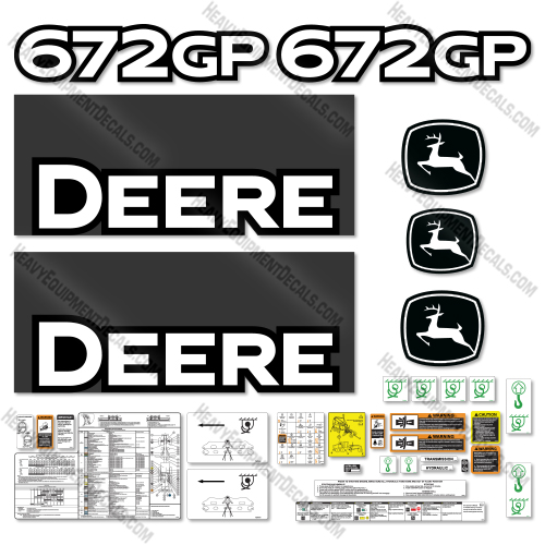 Fits John Deere 672GP 2009-2012 Decal Kit Motor Grader  decal kit, deere, john deere