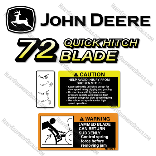 Fits John Deere 72 Quick Hitch Decal Kit Blade 