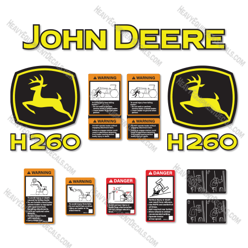 Fits John Deere H260 Decal Kit Loader Attachment decal kit, 260, h, h-260, decals