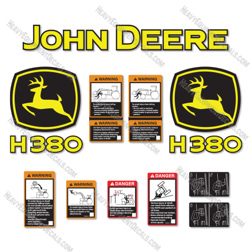 Fits John Deere H380 Decal Kit Loader Attachment decal kit, 380, h, h-380, decals