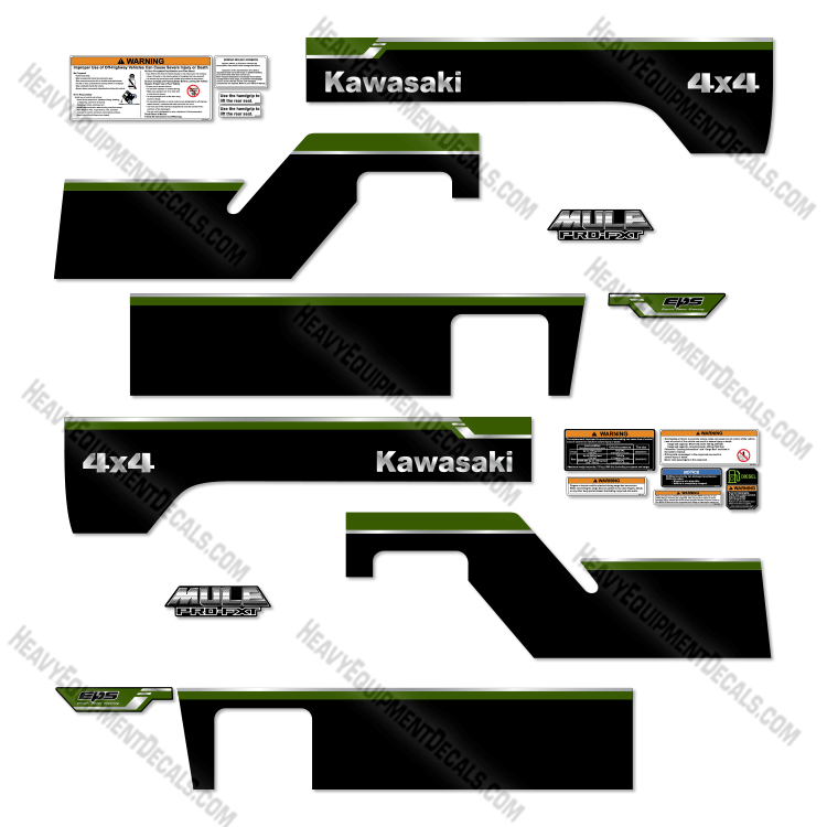Fits Mule Pro FXT Decal Kit 4x4 Utility Vehicle - Green Version  decal kit, power, mule, fxt, mule fxt, green 