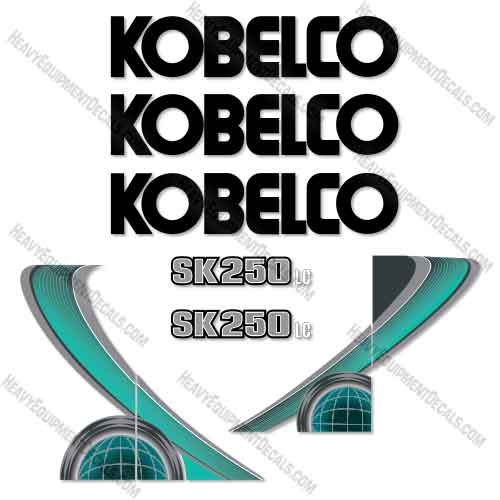 Fits Kobelco SK250LC-10 Decal Kit Excavator - AQUA  
