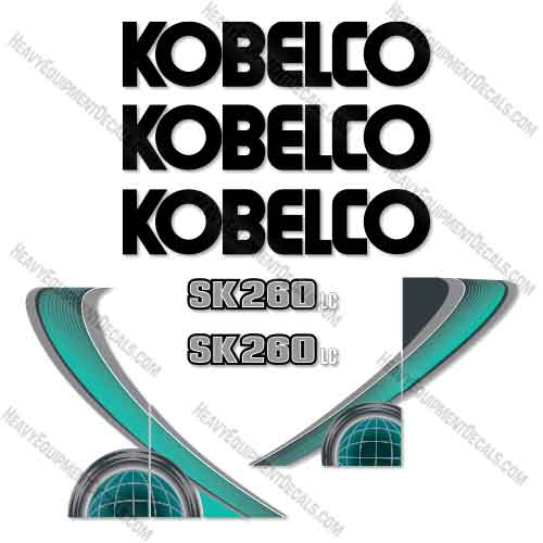 Fits Kobelco SK260LC-10 Decal Kit Excavator - AQUA 