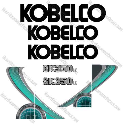 Fits Kobelco SK350LC-10 Decal Kit Excavator - AQUA  