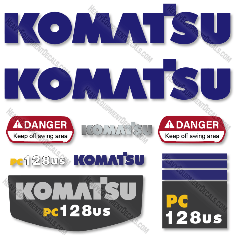 Fits Komatsu PC128US-2 Decal Kit Excavator 128us, decal kit, pc128us