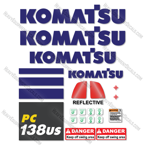 Fits Komatsu PC138US-11 Decal Kit Excavator decal kit, lc-11, pc138, pc138uslc, 138