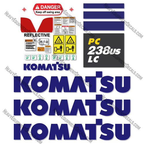 Fits Komatsu PC238LC-11 Decal Kit Excavator 238, 238-11, 238lc, decal kit, pc238, pc238lc, pc238lc-11