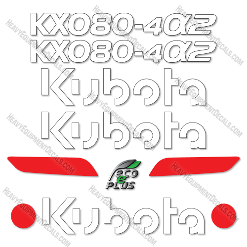 Fits Kubota KX080-4a2 Mini Excavator Decal Kit decal kit, kx080-4a2