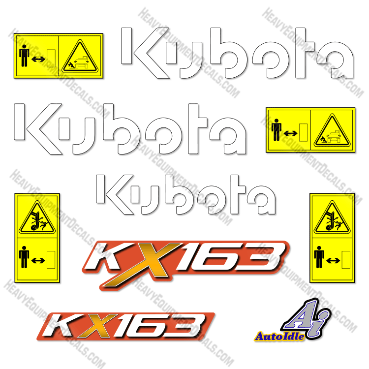 Fits Kubota KX163-4 Decal Kit Mini Excavator  163, 163-4, 63, 63-4, Kubota