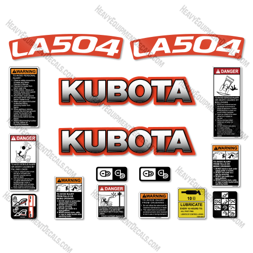 Fits Kubota LA504 Decal Kit Tractor Front End Loader Attachment 504, Kubota, la-504, la504