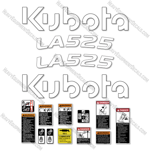 Kubota LA525 Decal Kit Front End Loader - New Logo- Aftermarket Kit 525, Kubota, la-525, la525