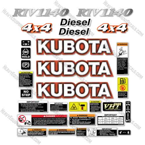 Fits Kubota RTV 1140 Utility Vehicle Decal Kit   1100, 1100c, decal kit, rtv, rtv1100c, 1100, 1100c
