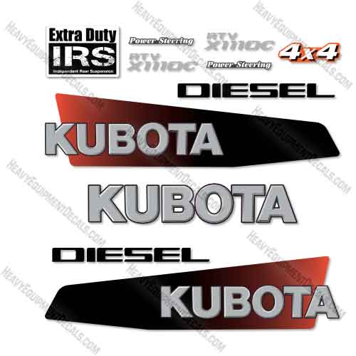Fits Kubota RTV X1110C 4 X 4 Utility Vehicle Decal Kit    1110c, 1110c, decal kit, rtv, rtvx1110c, 1110