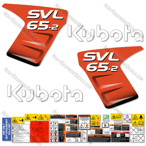 Fits Kubota SVL 65-2 Skid Steer Decal Kit - New Style! 65, 65-2, decal kit, Kubota, Skid Steer, svl65