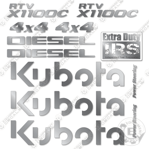 Fits Kubota RTVX1100C Utility Vehicle Decal Kit - CUSTOM SILVER! 1100, 1100c, decal kit, rtv, rtvx1100c, x1100, x1100c