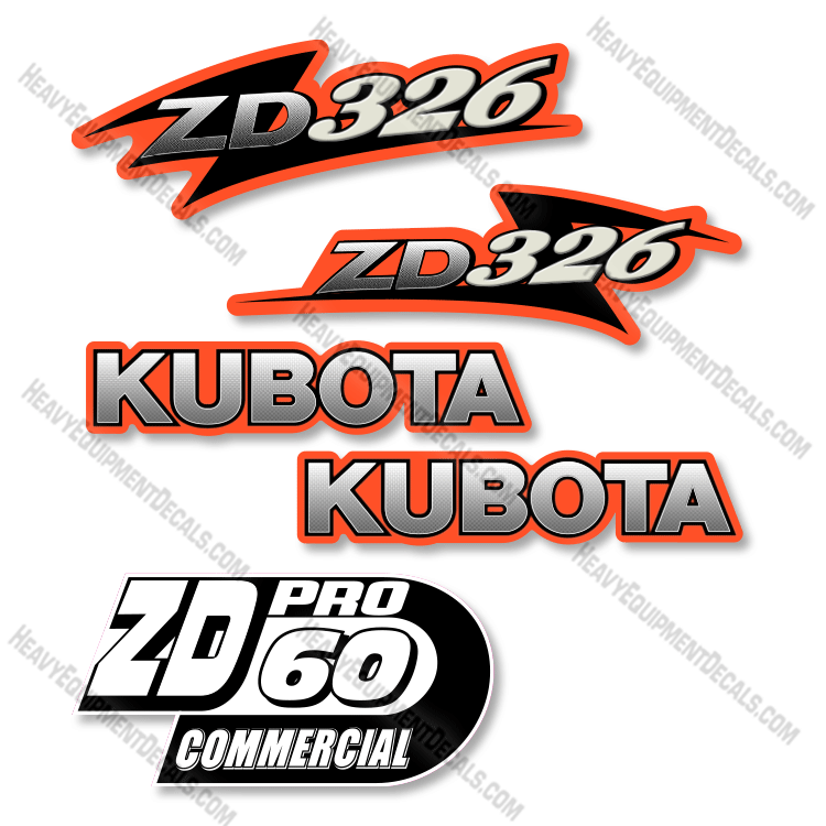 Fits Kubota ZD326 Decal Kit Mower 326, decal kit, zd326