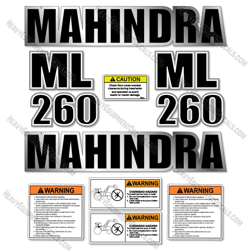 Fits Mahindra ML260 Decal Kit Front End Loader 260, decal kit, ml260