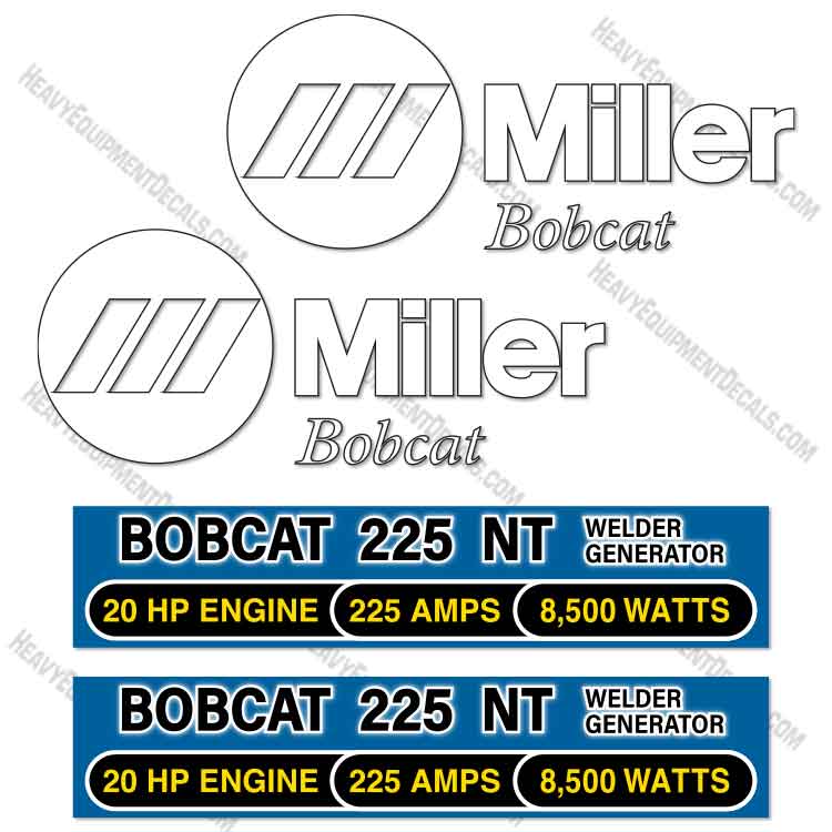 Fits Bobcat Miller 225NT Decal Kit Generator Welder  225, 225nt, 225 nt, decal kit