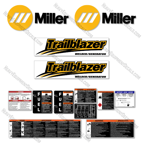 Fits Miller Trailblazer Decal Kit Generator Welder - Custom Yellow blazer, decal kit, trail