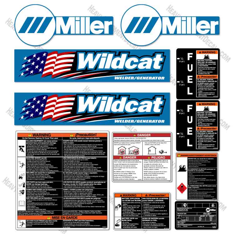 Fits Bobcat Miller Wildcat 200 Decal Kit Generator Welder - Flag Style 200, decal kit