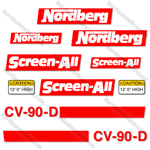 Fits Nordberg CV-90-D Decal Kit Screener decal, kit