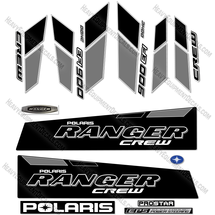 Fits Polaris Ranger 900-6 EFI Crew Decal Kit UTV - Black 900, 900efi, 900 efi. 900xp, decal kit, efi, UTV, black