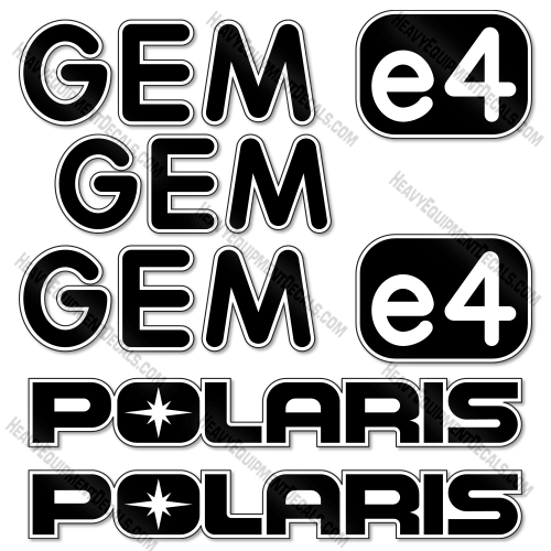 Fits Gem E4 Decal Kit Electric Vehicle - White/Black decal kit, e4, e 4