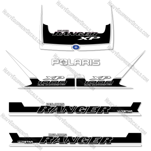 Fits Polaris Ranger 1000XP 2018 White Black Decal Kit Utility Vehicle   decal kit, polaris ranger