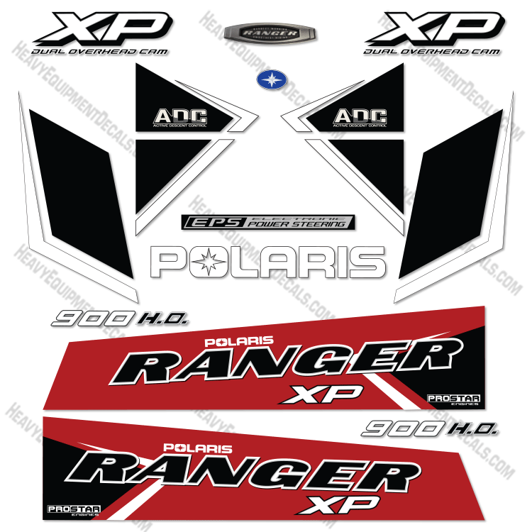 Fits Polaris Ranger 900 HO XP Decal Kit Utility Vehicle - RED decal kit, efi