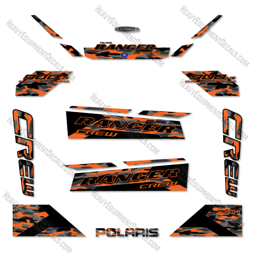 Fits Polaris Ranger 900 CREW Decal Kit Utility Vehicle - White LIghtning Duck Camo 900, 900 xp, decal kit, excavator